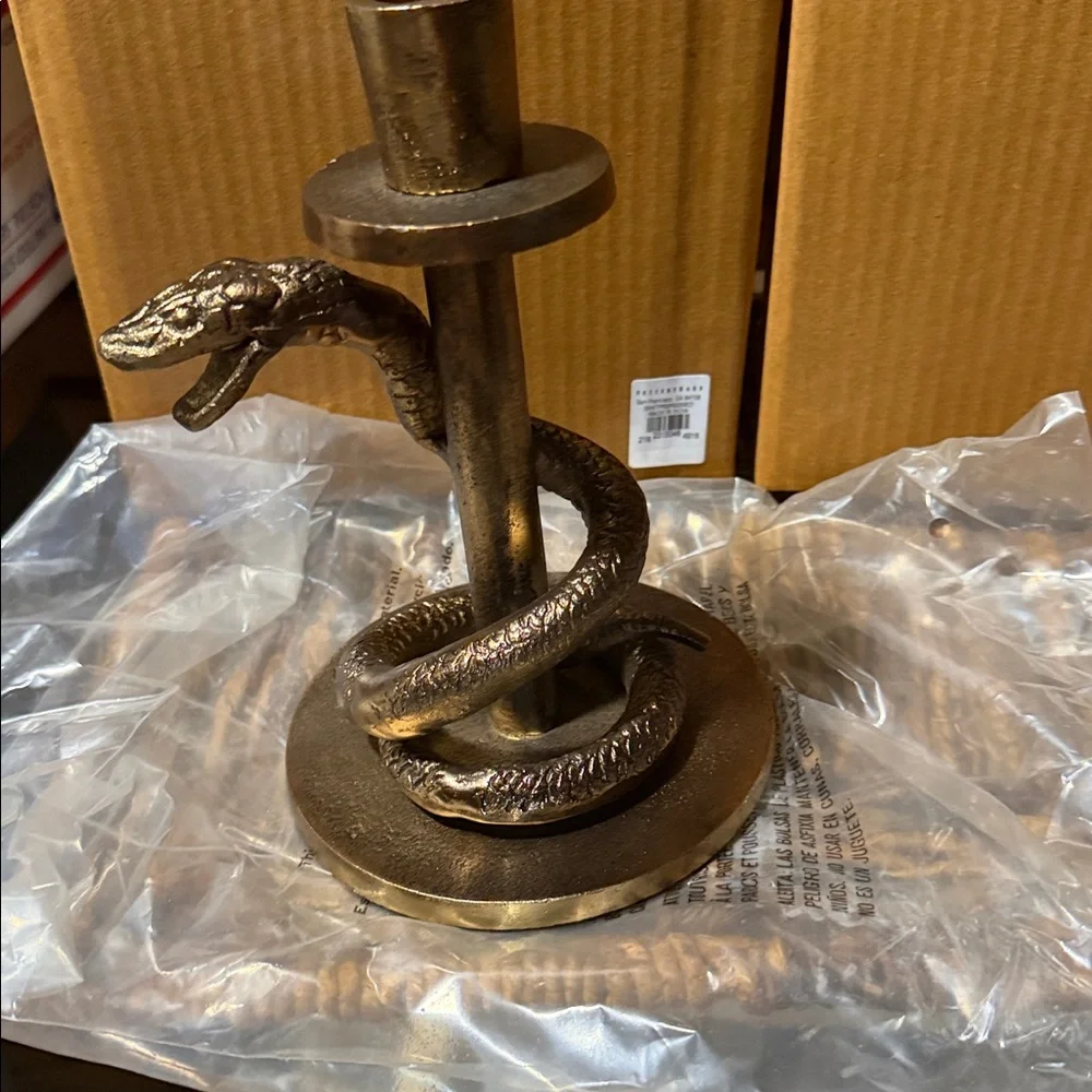 Pottery Barn Snake 🐍 Brass Candle Holders Set Of 2 BNWT